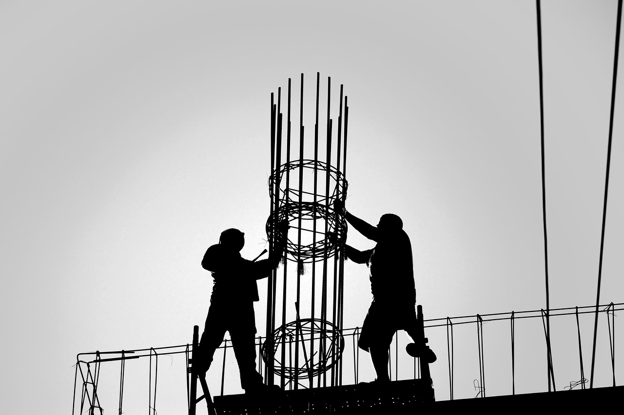 silhouettes, people, men, workers, construction, roof, building, install, media, metal, the beam, concrete, heaven, sunny-4809772.jpg